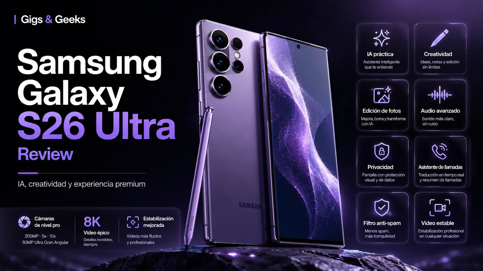 Samsung Galaxy S26 Ultra: diseño premium pensado para facilitar tu día a día